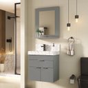 Ver imagem 1 de Conjunto para Banheiro com Espelheira e Cuba de Porcelanato 60cm Fly Yescasa Cinza