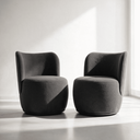 Ver imagem 1 de Kit 2 Poltronas Lia Compacta Orgânica Bouclé Moderna Confortável Sala Espera Recepção Consultório Ha