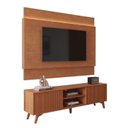 Ver imagem 2 de Rack com Painel para TV até 65 Polegadas 185x196cm MDF Pés em Madeira Maciça Paris Gaia