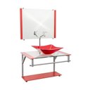 Ver imagem 2 de Gabinete de Vidro 60cm para Banheiro Cuba Retangular Vermelho - Dahora