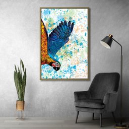 Quadro Decorativo Textura CX Alta Arara Azul 1 pç 40x60 - Moldura Caqui - 3