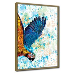 Quadro Decorativo Textura CX Alta Arara Azul 1 pç 40x60 - Moldura Caqui - 1
