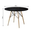 Ver imagem 3 de Jogo de Mesa Eiffel Redondo Tampo de Madeira 90cm Preto com 4 Cadeiras Katrina Branca Assento Bege