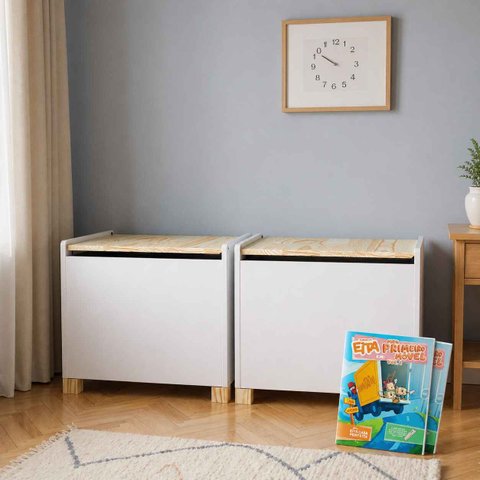 2 Baús Organizadores - Tamanho g Kit Livro Educativo em Madeira
