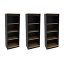 Ver imagem 2 de Kit 3 Estantes de Livro 60x160cm 4 Prateleiras Preto e Amendoa