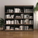 Ver imagem 1 de Kit 3 Estantes de Livro 60x160cm 4 Prateleiras Preto e Amendoa