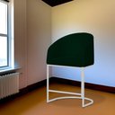 Ver imagem 2 de Poltrona Estilo Banqueta Mia Tecido Suede Base Metal Branco - Estopar Poltrona Mia Base Branca Suede