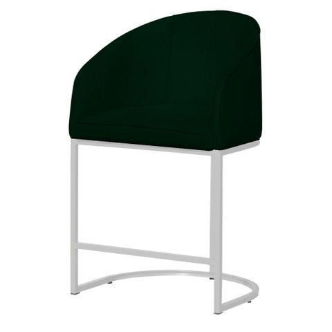 Poltrona Estilo Banqueta Mia Tecido Suede Base Metal Branco - Estopar Poltrona Mia Base Branca Suede