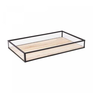 Bandeja de Metal Preta C/ Palha 20cm X 30cm X 3cm 5628 Lyor