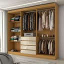 Ver imagem 2 de Guarda-roupa Casal Dínamo 6 Portas 4 Gavetas com Espelho Cinamon/off White - Panorama Móveis