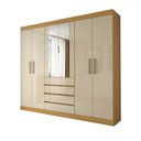 Ver imagem 3 de Guarda-roupa Casal Dínamo 6 Portas 4 Gavetas com Espelho Cinamon/off White - Panorama Móveis