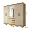 Ver imagem 4 de Guarda-roupa Casal Dínamo 6 Portas 4 Gavetas com Espelho Cinamon/off White - Panorama Móveis