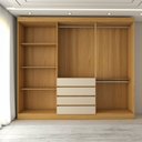 Ver imagem 5 de Guarda-roupa Casal Dínamo 6 Portas 4 Gavetas com Espelho Cinamon/off White - Panorama Móveis