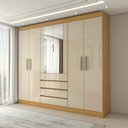 Ver imagem 1 de Guarda-roupa Casal Dínamo 6 Portas 4 Gavetas com Espelho Cinamon/off White - Panorama Móveis