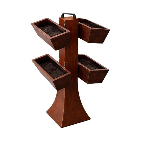 Kit 4 Vaso Planta Horta Grande Jardineira 50cm Floreira com Suporte Polietileno