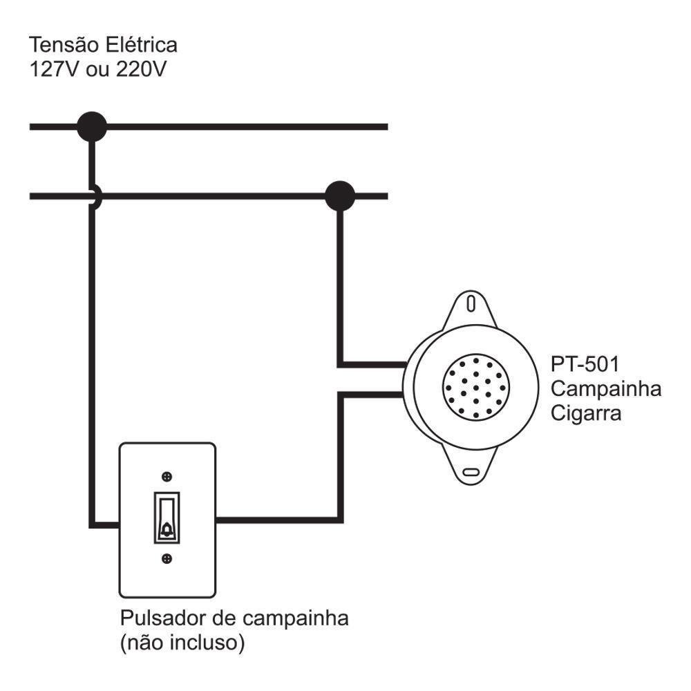 Campainha Cigarra com Fio Bivolt Pt-501 - 4