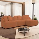 Ver imagem 1 de Sofá 4 Lugares com Chaise Direito Sala Living 288cm Arlo F04 Bouclê Terracota - Lyam Decor