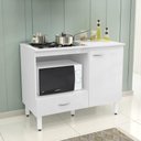 Ver imagem 3 de Balcão Cozinha Cooktop Blane 105cm com 1 Porta e 1 Gaveta Branco