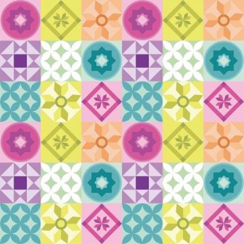 Papel de Parede Infantil Azulejo Geométrico Vivo
