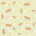 Ver imagem 1 de Papel de Parede Infantil Carrinho e Chocalho