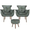 Kit 2 Poltronas Decorativas Opala com Puff Redondo para Sala de Estar Suede A4 - 2