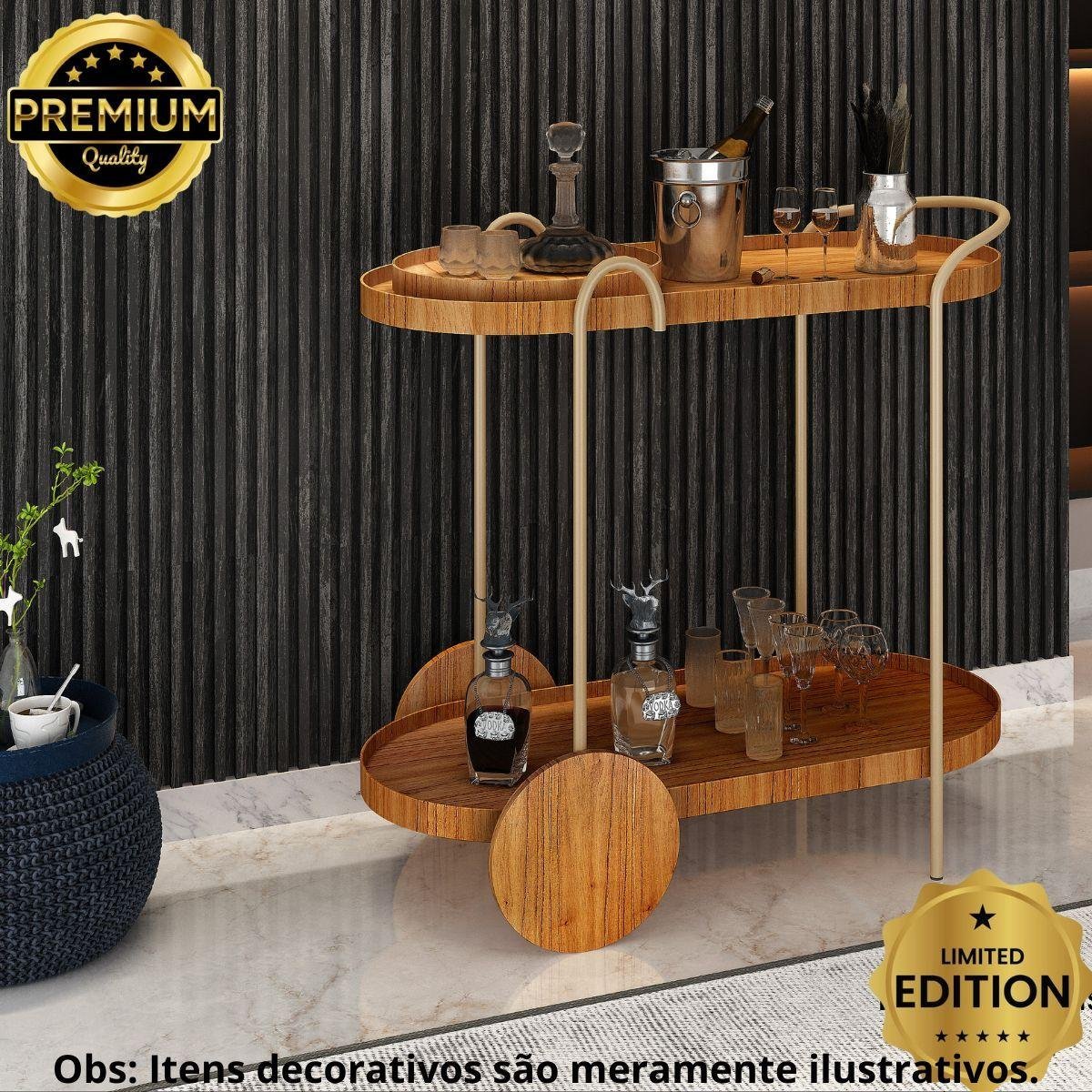 Carrinho Bar Chá Café com Rodas para Decoração Gourmet: Carrinho Gold ...
