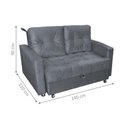Ver imagem 2 de Sofá Cama Âmbar 2 Lugares Retrátil e Reclinável Cinza Veludo Matrix