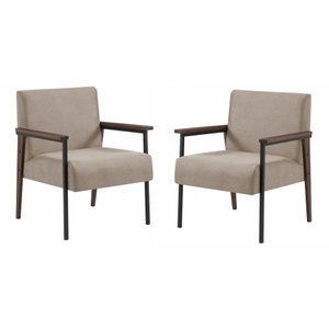 Conjunto de 2 Poltronas Decorativa Fontana Bege Palha