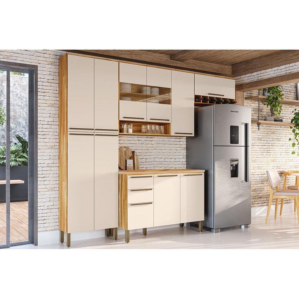 Cozinha Completa Nápoli Prime 4 Peças (2 Armários + 1 Balcão + 1 ...