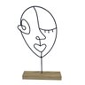 Escultura máscara rosto mulher de metal com base de Mdf - 1