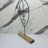 Escultura máscara rosto mulher de metal com base de Mdf - 4