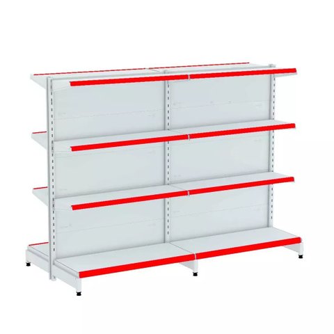 Gondola Centro 137 Fit Ate 2 Metros Branco 16 Bandeja Pe Vermelho