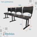 Ver imagem 3 de Cadeira Longarina para Recepção Iso 4 Lugares em Polipropileno Preto
