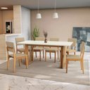 Ver imagem 1 de Conjunto Sala de Jantar Dora em Madeira Maciça 6 Cadeiras Boucle Bege
