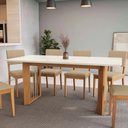 Ver imagem 3 de Conjunto Sala de Jantar Dora em Madeira Maciça 6 Cadeiras Boucle Bege