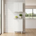 Ver imagem 3 de Kit Armário de Cozinha 2 Peças Balcão + Aéreo 60cm Branco