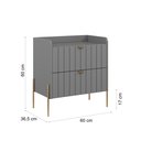 Ver imagem 7 de Mesa de Cabeceira Industrial Cinza Moriah 60cm Puxadores Slim e Pes de Ferro Dourado