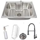 Ver imagem 1 de Kit Cuba 50x40 com Torneira Gourmet Inox Misturador Cor:grafit