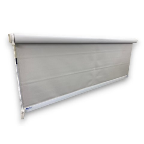 Persiana Rolo Blackout com Base Cônica e Pêndulo Cinza Largura 1,20x1,50 Altura