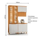 Ver imagem 2 de Cozinha Compacta com Cristaleira 150cm com Tampo 3 Peças Bari Poliman Móveis