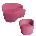 Ver imagem 2 de Kit Namoradeira + Poltrona Decorativa Beatriz Orgânica Veludo Rosa
