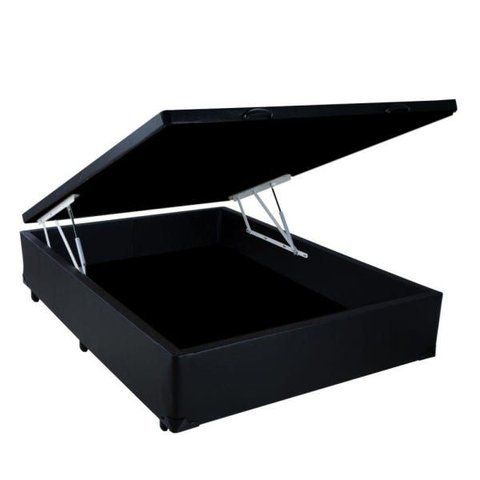 Base Box Baú Casal Crisle Sintético Preto 43x138x188