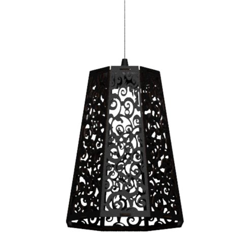 Luminária Teto tipo Pendente GAMA MDF - Completa - Cor: Preta