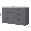 Ver imagem 3 de Cômoda para Quarto Divino em MDF 140,1x85,7cm 6 Gavetas Cinza 1155