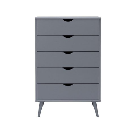 Cômoda 5 Gavetas com Pés Palito Astor Cinza - Iaza Moveis