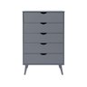 Cômoda 5 Gavetas com Pés Palito Astor Cinza - Iaza Moveis - 1