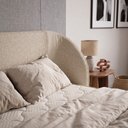 Ver mais imagens de Cabeceira Estofada Alure para Cama King de 193cm Orgânica Curva Bouclê Bege - Desk Design