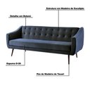Ver imagem 3 de Sofá Cama Sala de Estar Pés Palito Cuddle Veludo Azul Marinho - Gran Belo