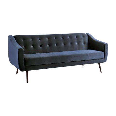 Sofá Cama Sala de Estar Pés Palito Cuddle Veludo Azul Marinho - Gran Belo