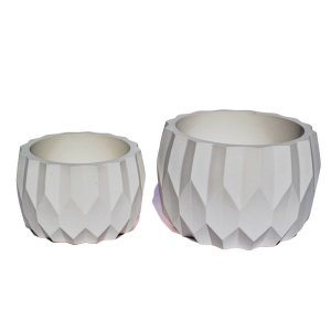 Vaso Decorativo Kit 2 Peças Vaso Losangos P e M Artesanal - Cinza